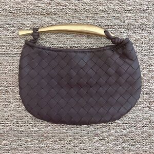 NEW Brown Woven Leather Purse Hobo Clutch Bag